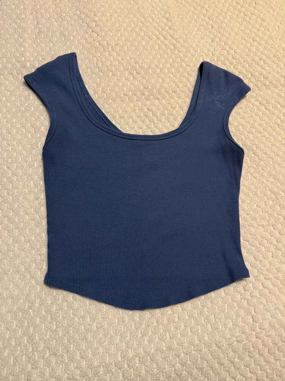 Bozzolo blue Ribbed Scoop Tank Top